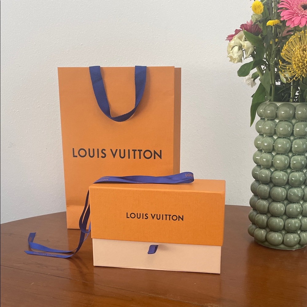 Louis Vuitton Orange Box and Bag with Blue Accents